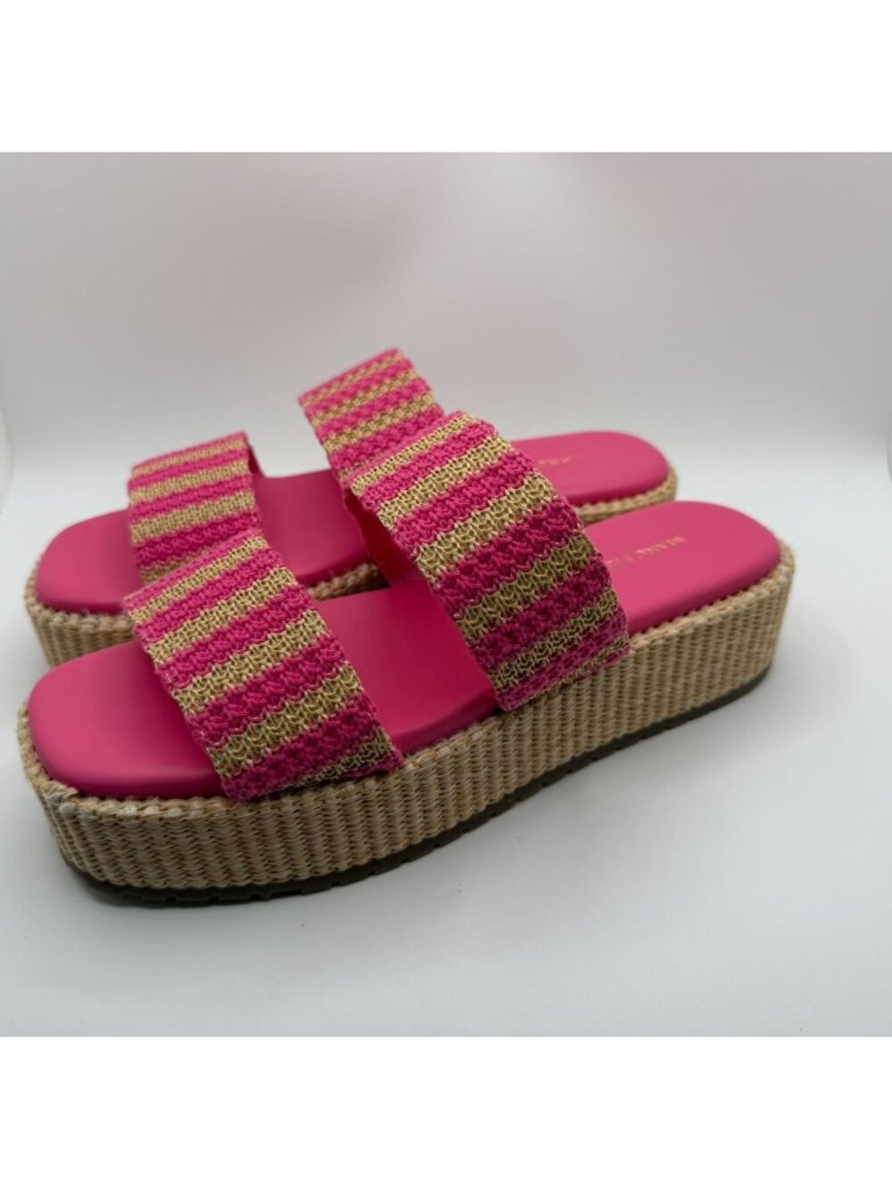Marc Fisher Pelma Double Band Flatform Sandals Women Size 10M Pink/Beige - NWB